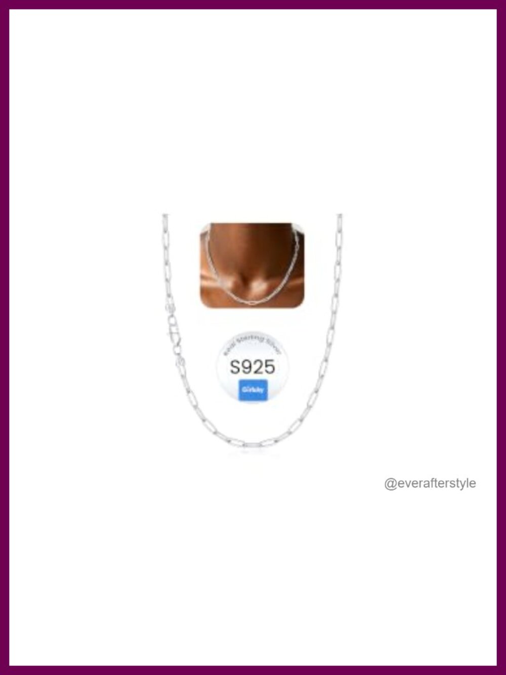 925 Sterling Silver Paperclip Chain Necklace for Women